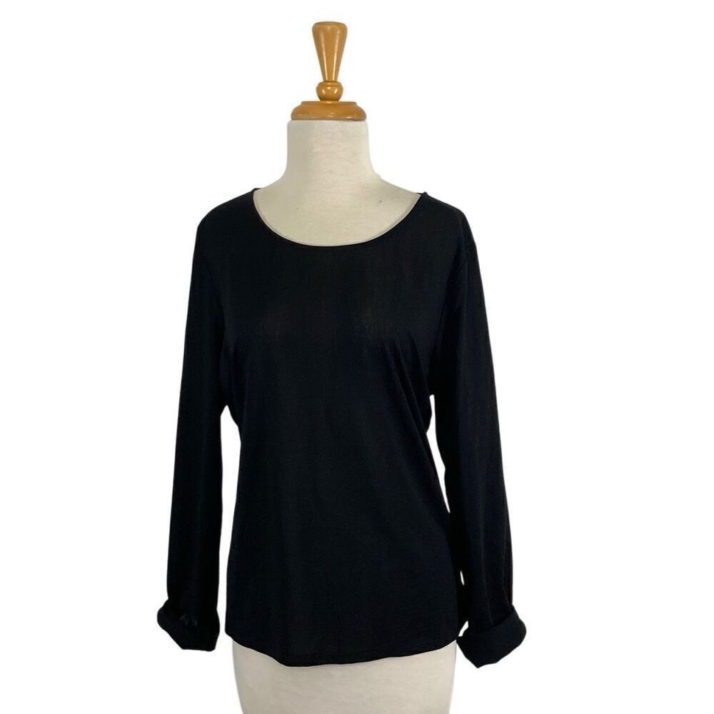Chalet et Cici M Black Top Lagenlook Art To Wear Sheer Career Office